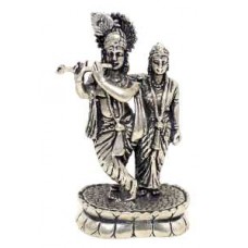 Statue Krishna Radha Silver Idol God Figurine Murti Puja Article India God W460